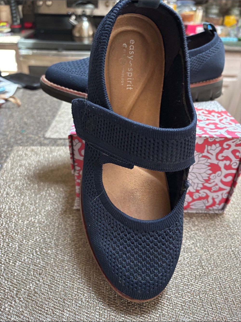 Easy Spirit Navy Knit Mary Jane Comfort Loafer